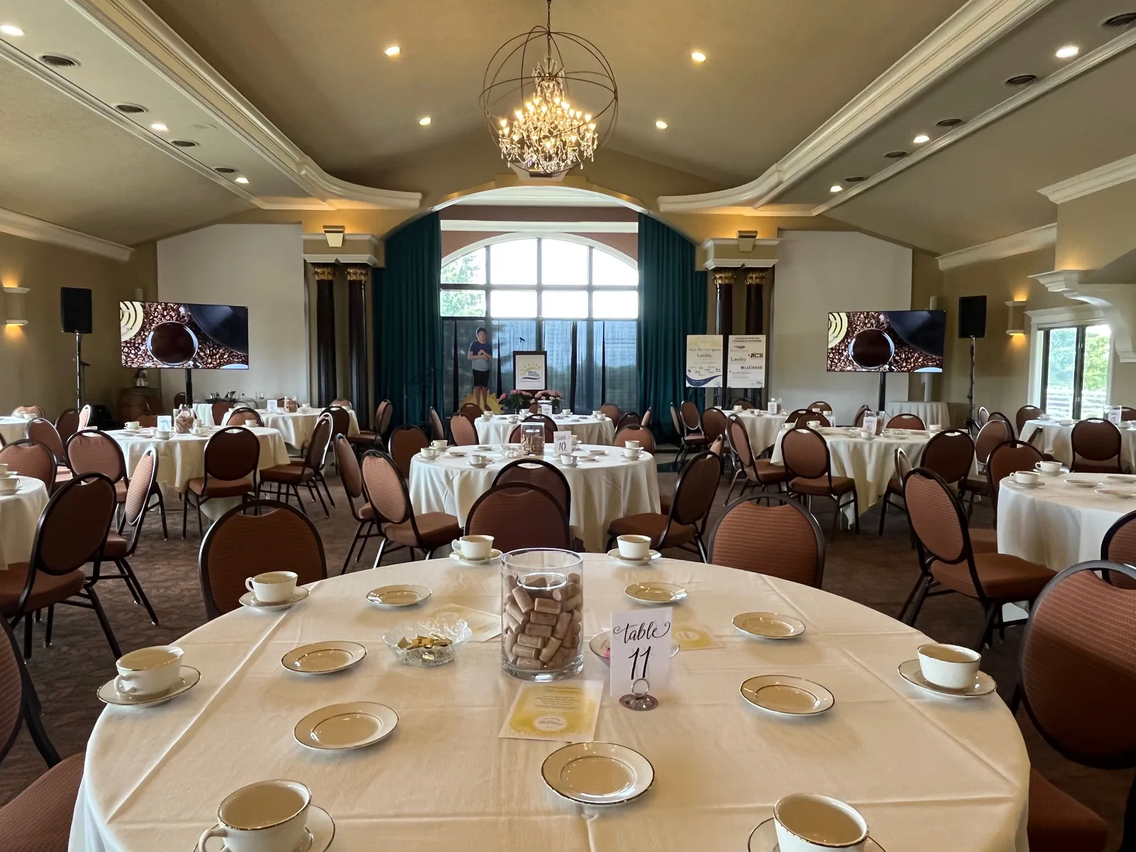 Country club luncheon — dual display AV setup